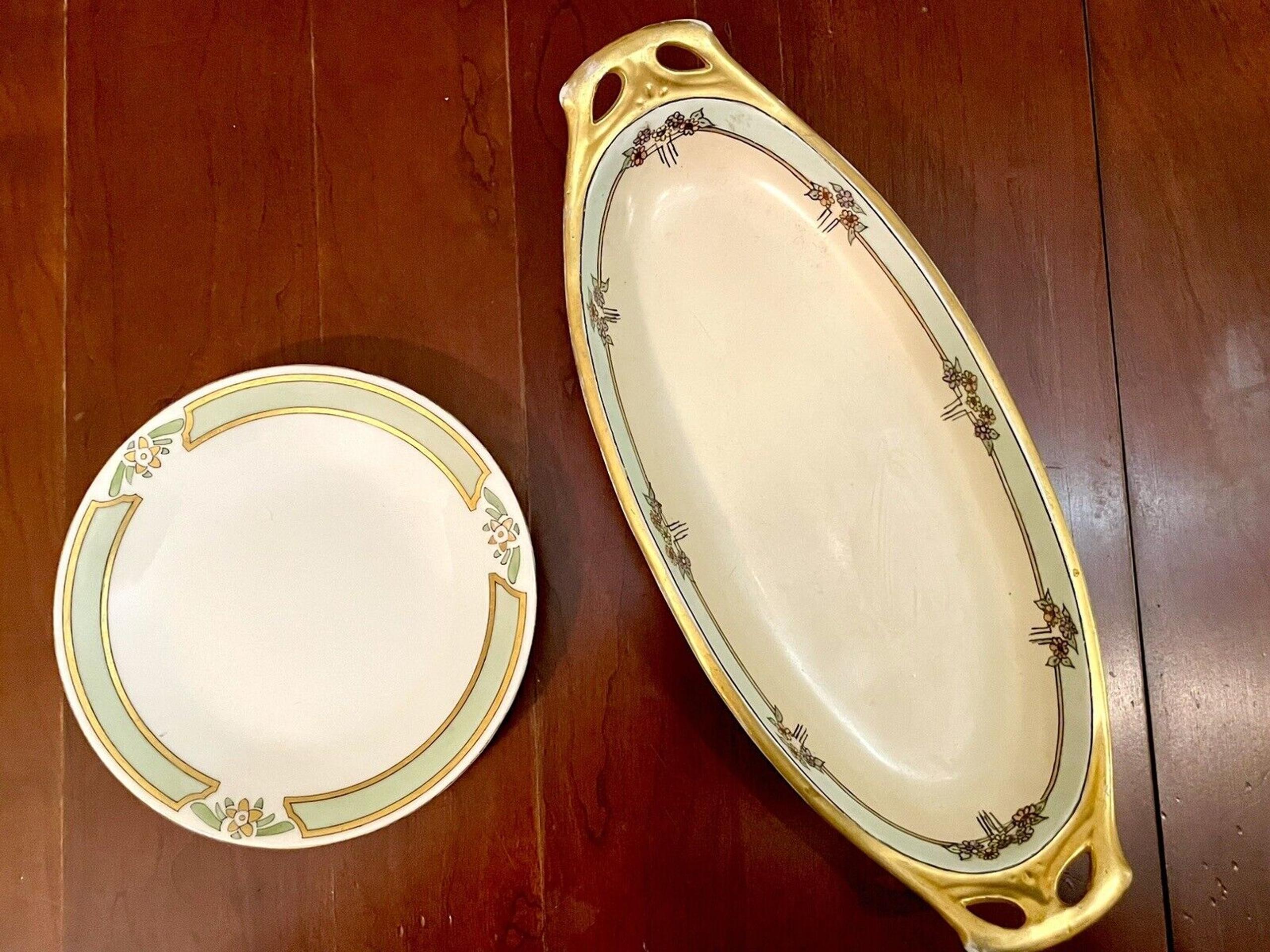 Art-Deco Limoges P&P France and Floral Serving Platter. Circa 1920s