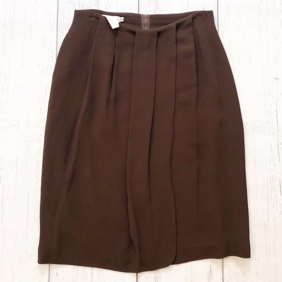 Giorgio Armani brown pleated knee length skirt 10