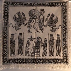 Black White Hand-Printed Wall Hanging Tablecloth 100% Cotton Hand-Made 30 x 30