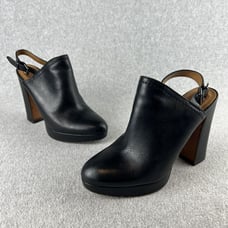 Coach Leather Mule Platform Chunky Heel Womens 8.5 Bootie Carmine Classic