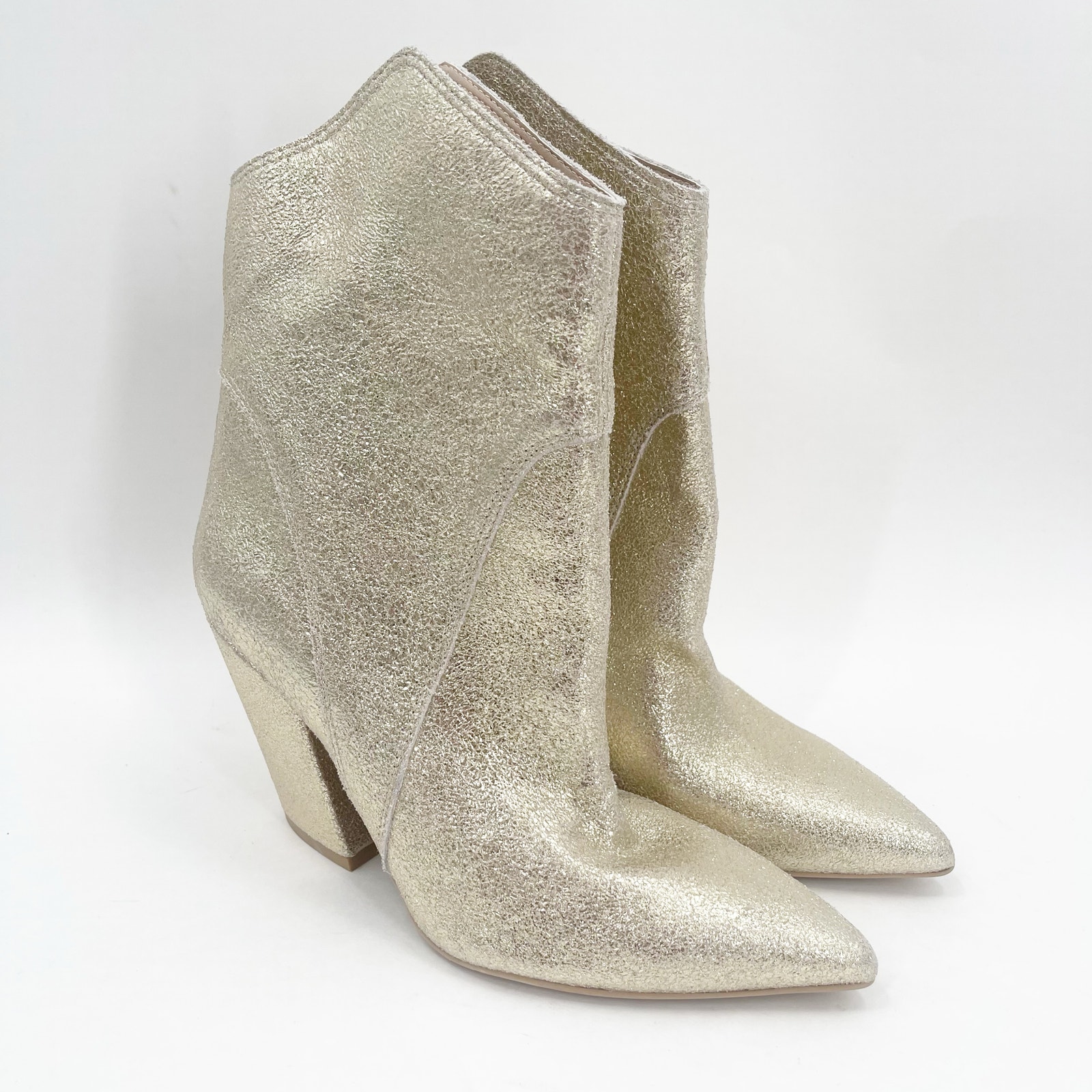 DOLCE VITA Nestly Boots Size 6.5 Gold Metallic Western Cowgirl Cowboy Suede NEW