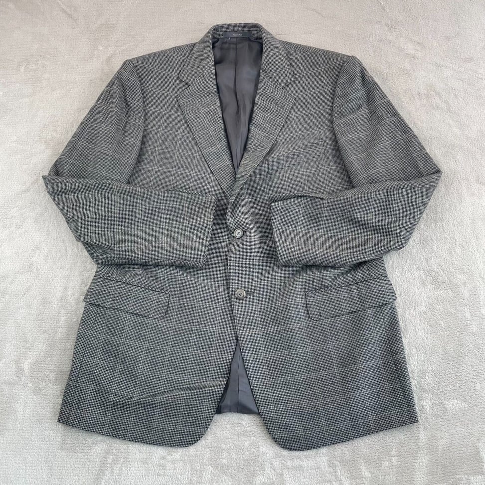 Ermenegildo Zegna Sport Coat Jacket 44R Grey Glen Plaid Wool Two Button Italy