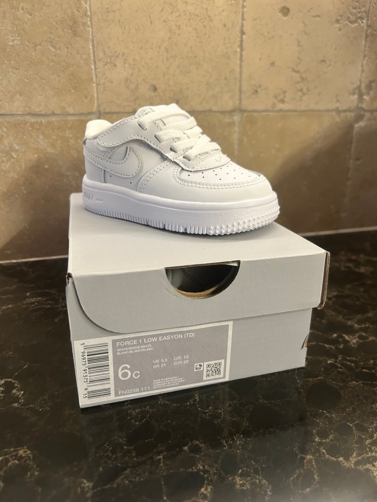 Nike Force 1 Low EasyOn Baby/Toddler Shoes White/White/White) Size 6