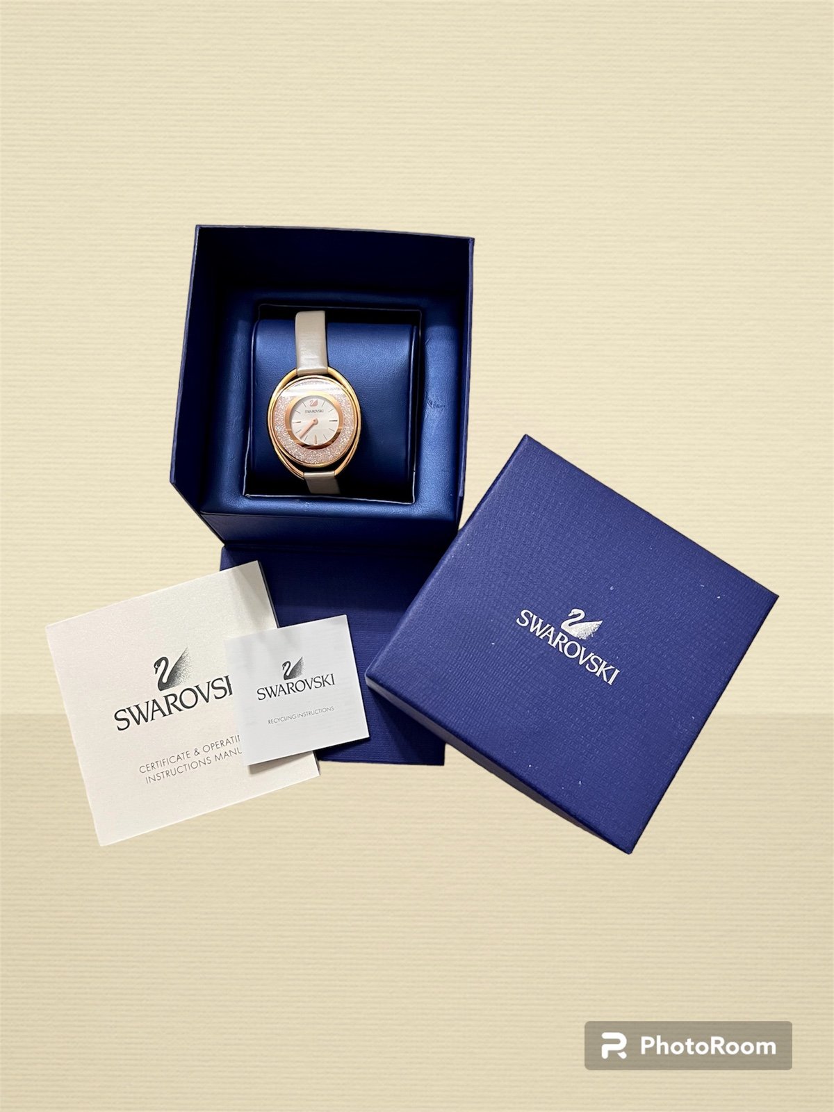 Swarovski Crystal Crystalline Oval Rose Gold Tone Watch 5158544 Preowned