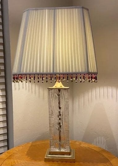 Rare Dresden Signed Crystal Table Lamp, Gorgeous!