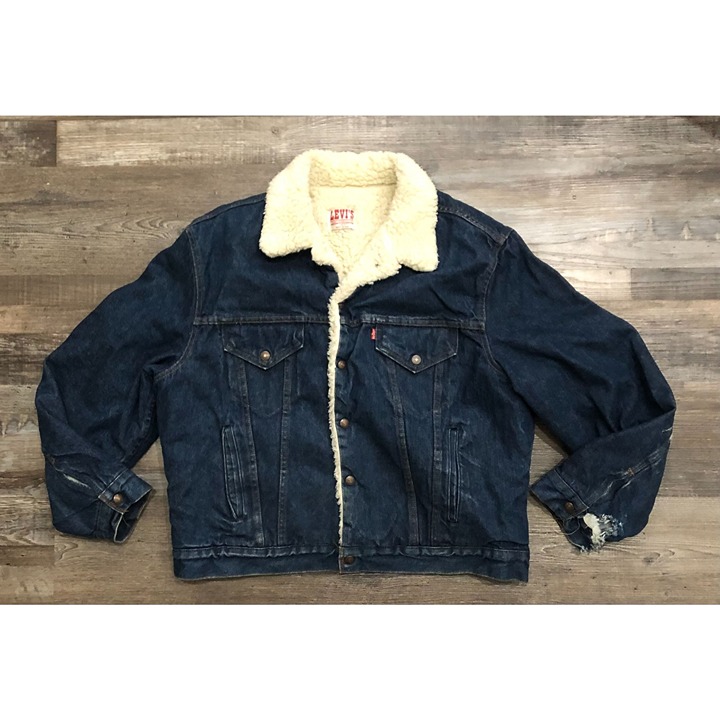 Vintage Levis San Francisco Sherpa Lined Button Jacket Size 46R Mens READ