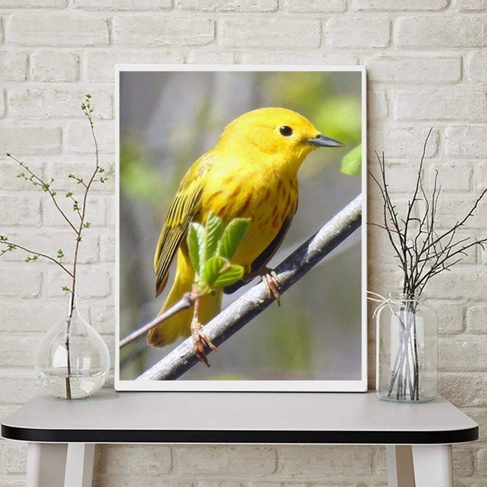 8x10 Yellow Warbler Bird Photography Oil Painting Art Print