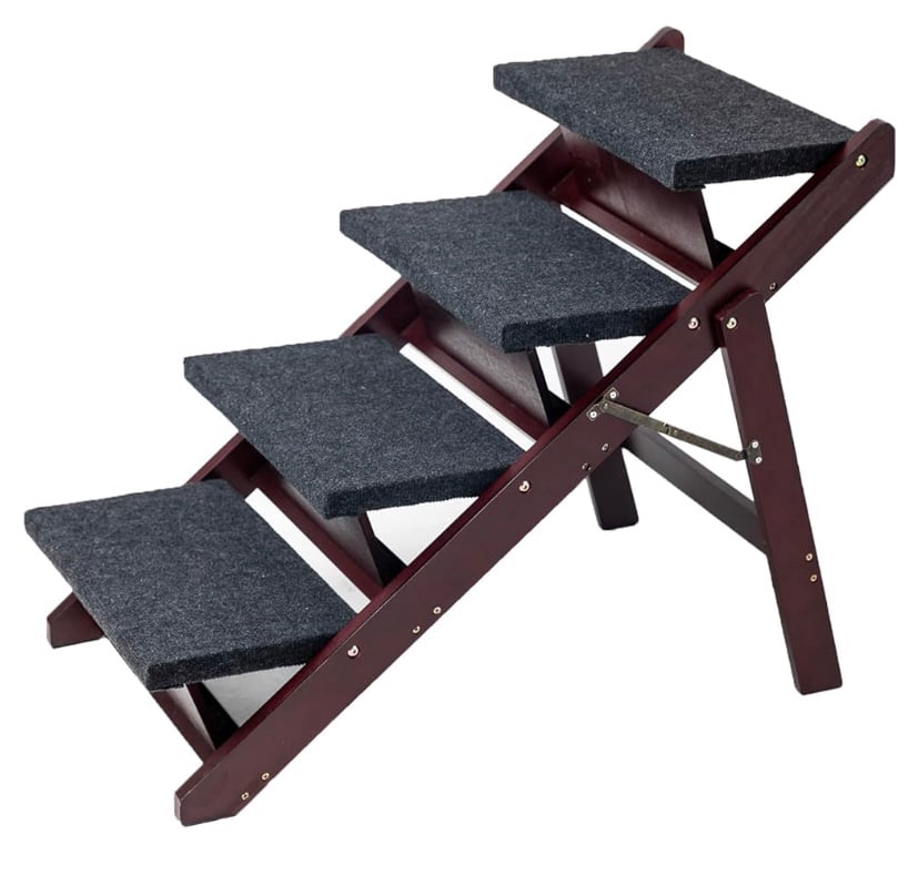 MEWANG Wooden 2-in-1 Foldable Pet Stairs & Ramp