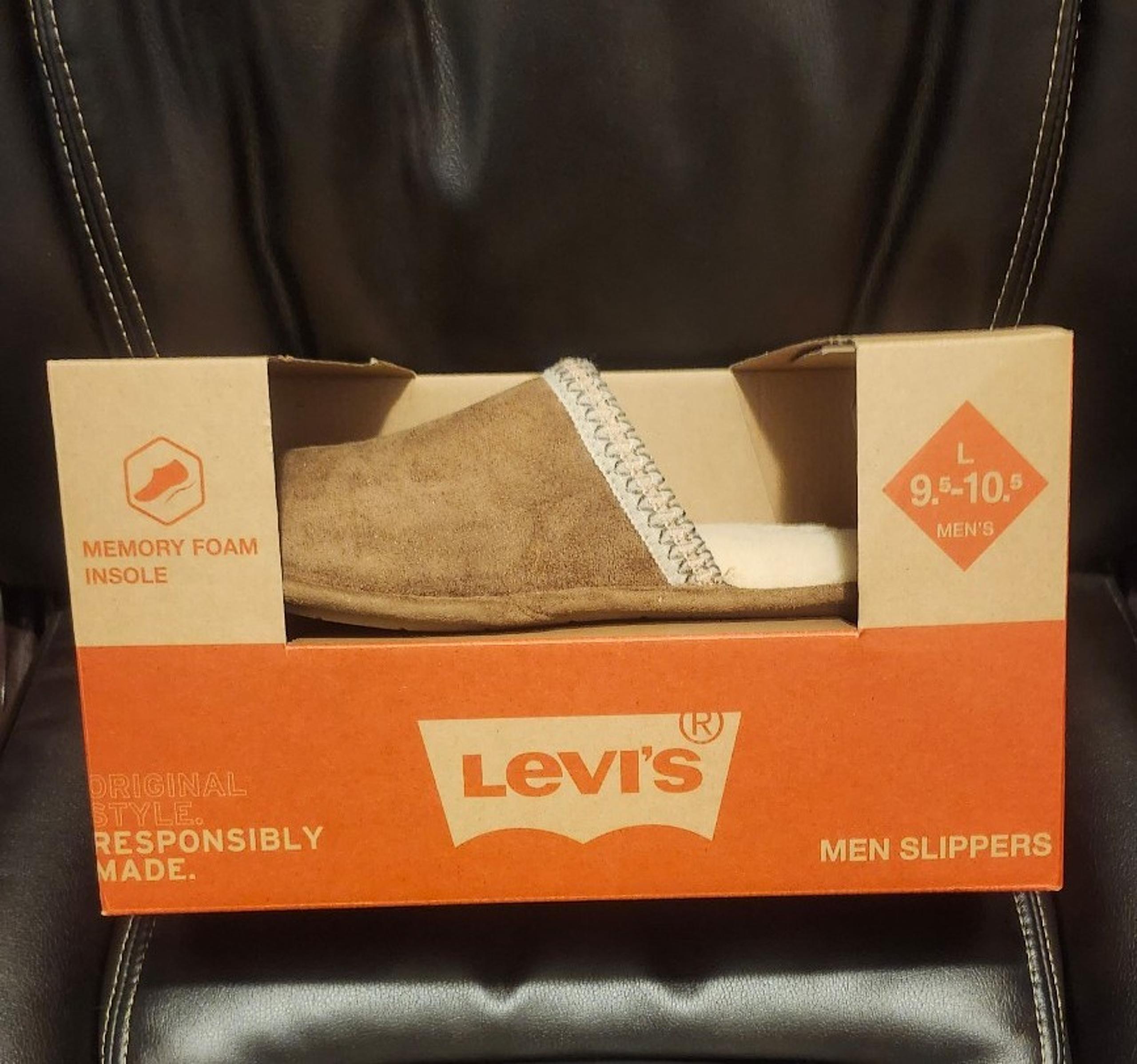 Levi's Mens MicroSuede Scuff Slippers, Tan, Size L (9.5-10.5)