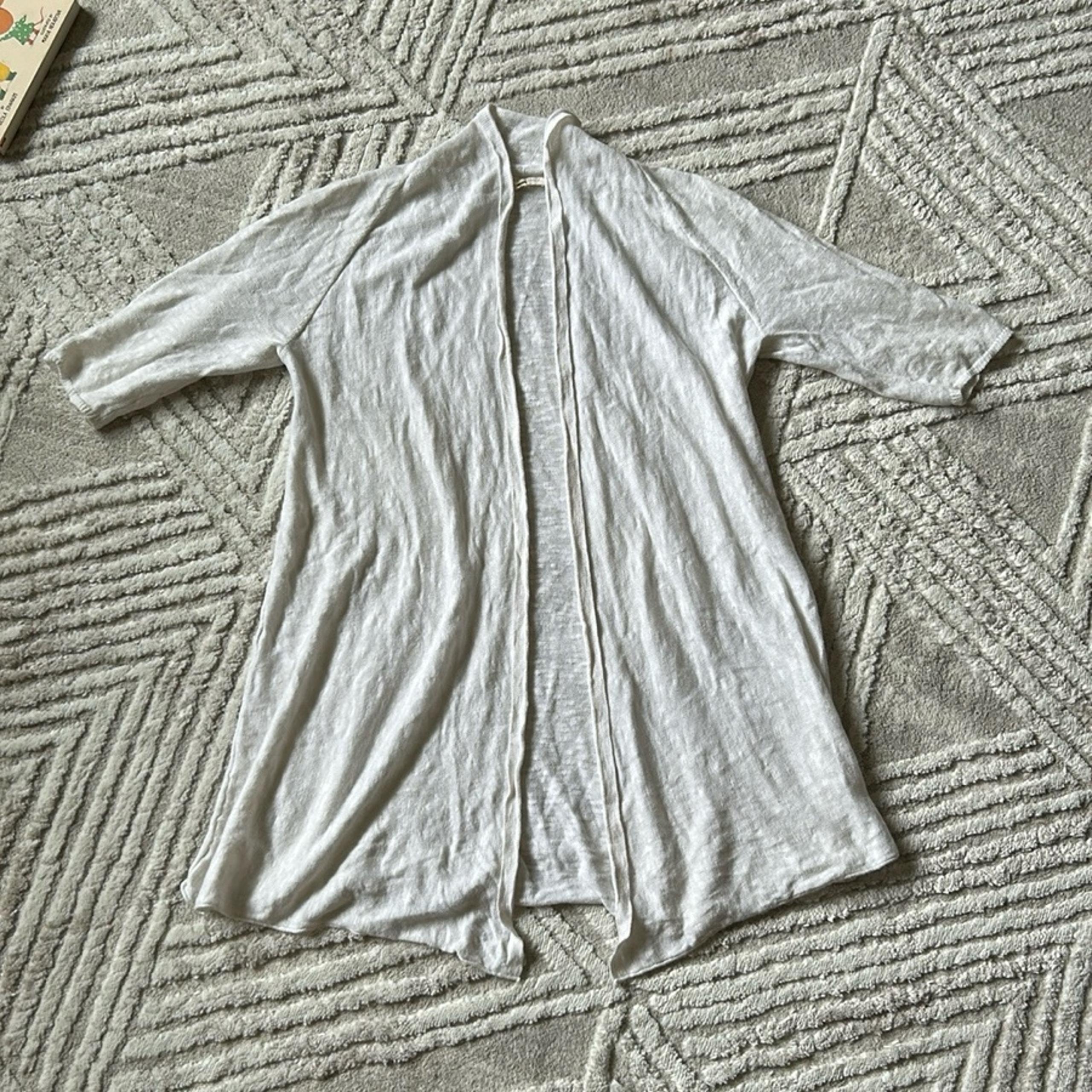 Eileen fisher linen white open Cardigan