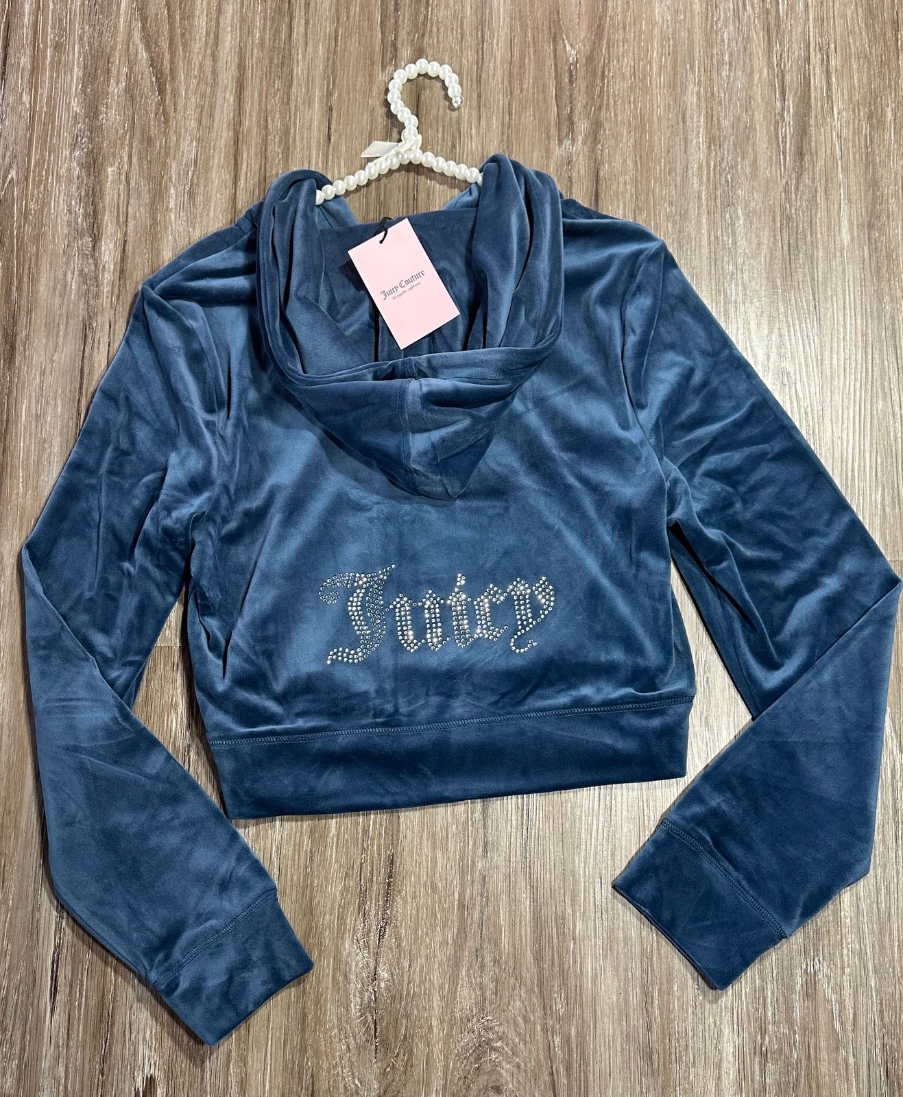 Juicy Couture Velour Hooded Tracksuit Jacket Sz LG NWT Retail 119 Midnight Sea