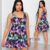 Torrid Rainbow Palm Print Wireless Long Zip-Front Swim Dress With Short 2X 18 20