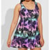 Torrid Rainbow Palm Print Wireless Long Zip-Front Swim Dress With Short 2X 18 20