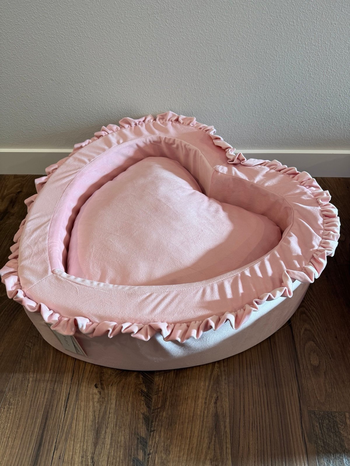 Cupcakes and Cashmere Pink Ruffle Heart Pet Bed