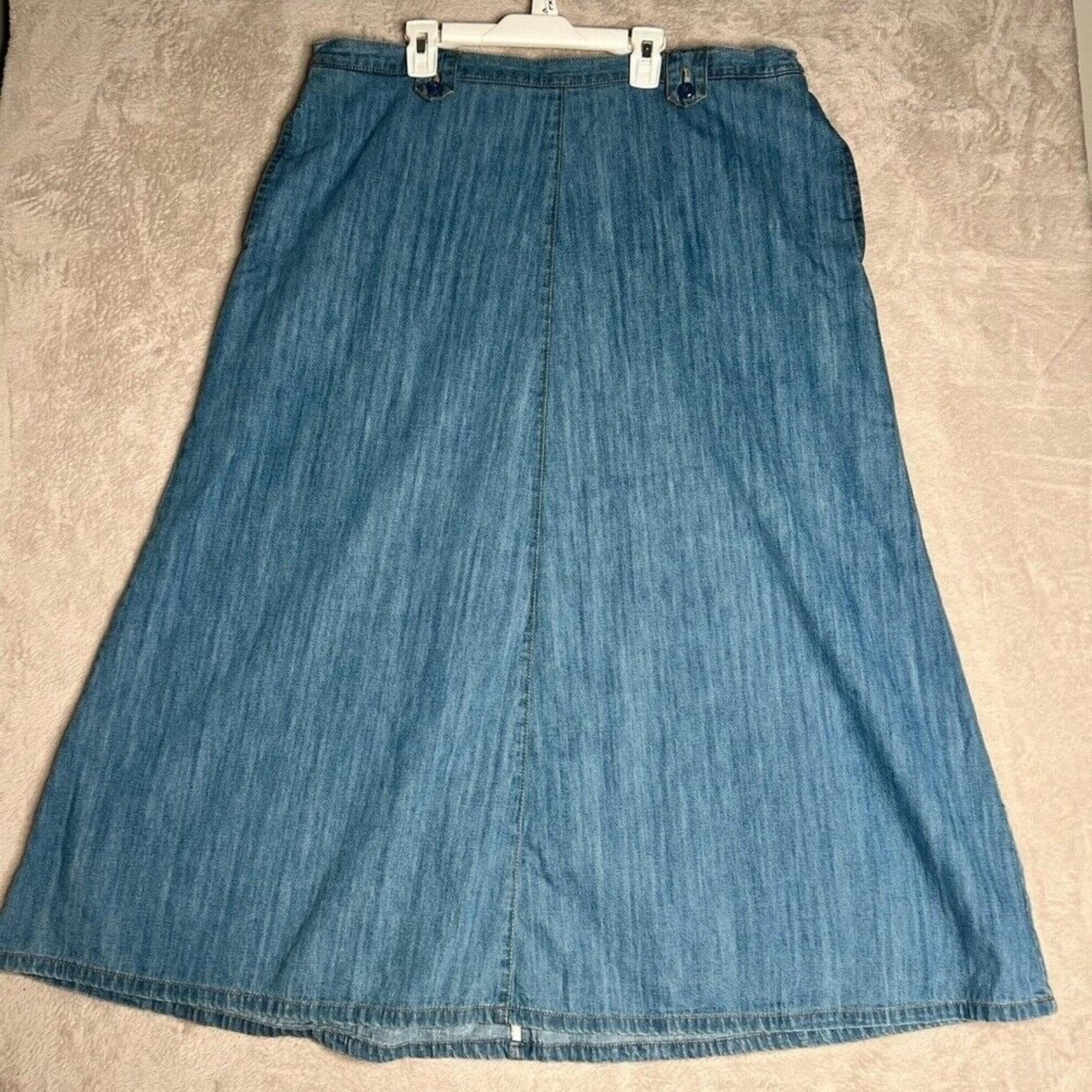 CJ Banks Skirt Women's 16W Modest A-Line Denim Pockets Stretch 90s Cotton Modest