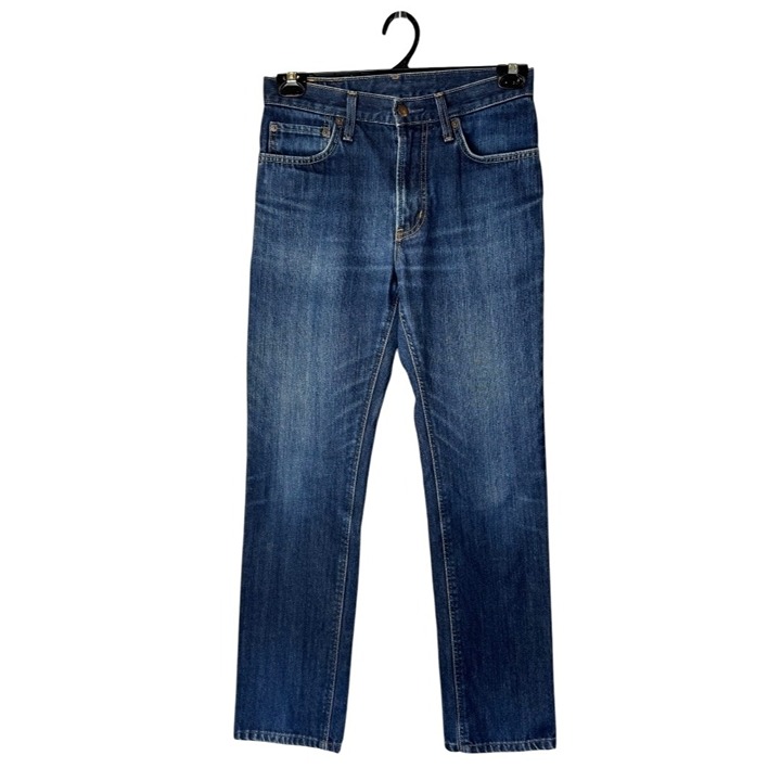 Edwin Jeans Women 29 Blue Medium Wash Distressed Japanese Denim Straight Leg 402