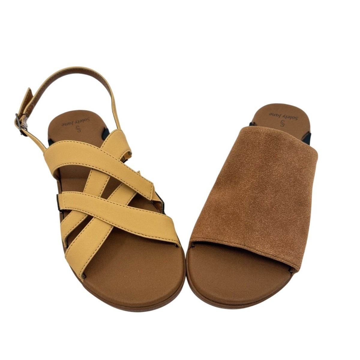 NEW Solely Jane Size 7 Comfort Flat Brown Base + Monaco Cinnamon Capri Tan Tops