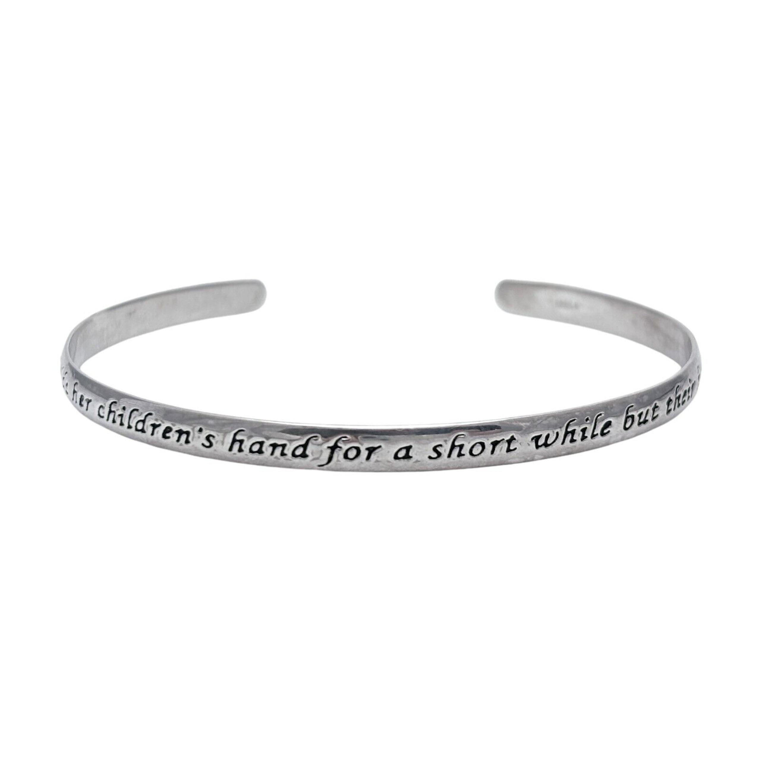 Title: Vintage Footnote's Sterling Silver 925 Mother's Quote Cuff Bracelet 7.5"