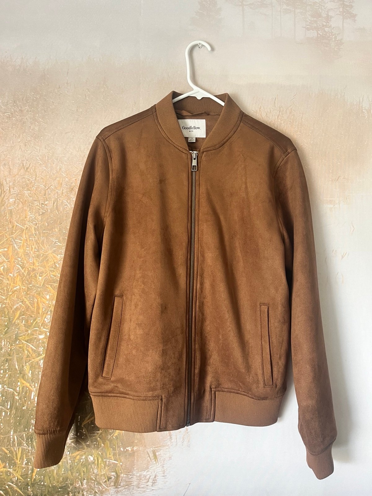 Brown suede bomber jacket