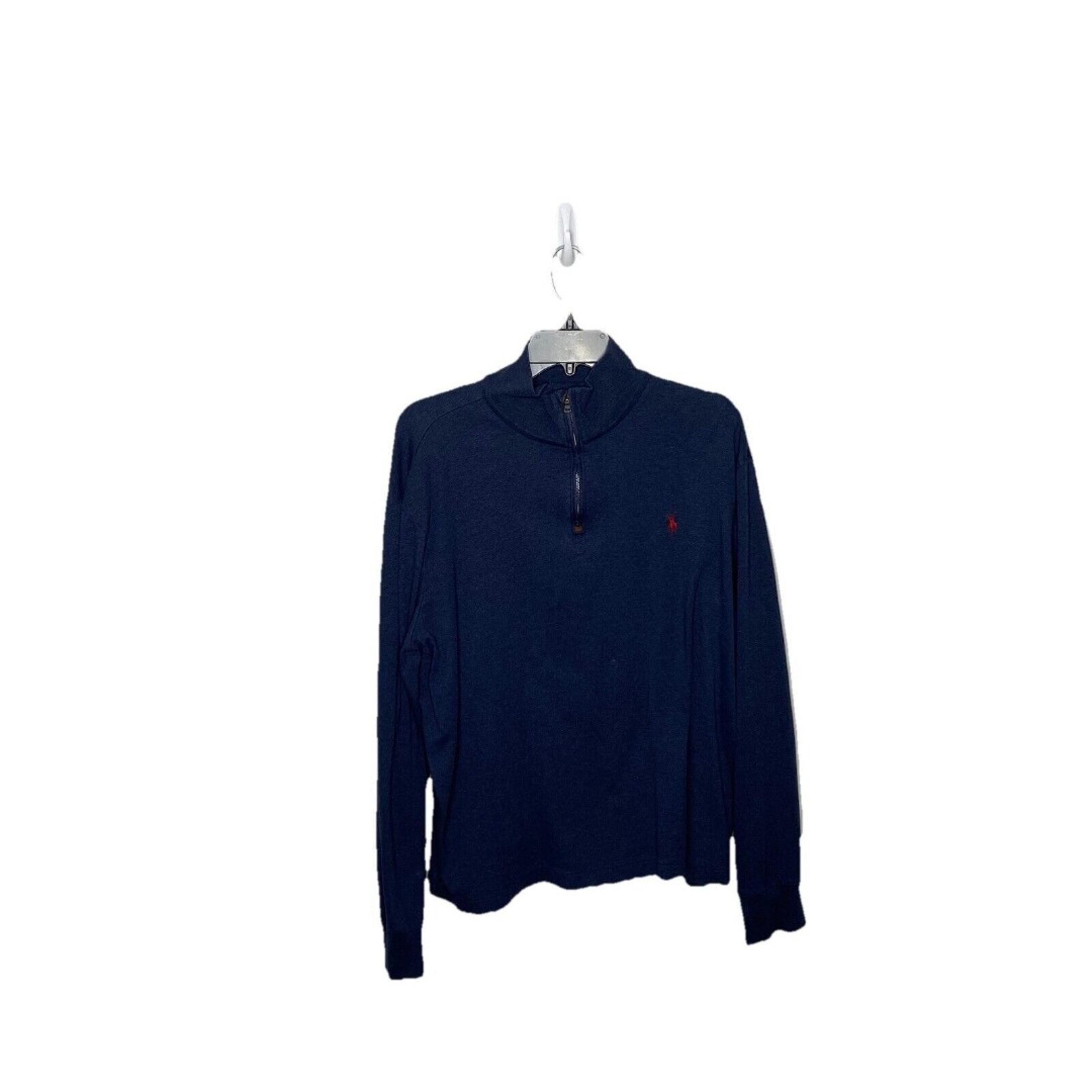 Polo Ralph Lauren Navy Blue/Red Lightweight Sweater Quarter Zip Mens XL