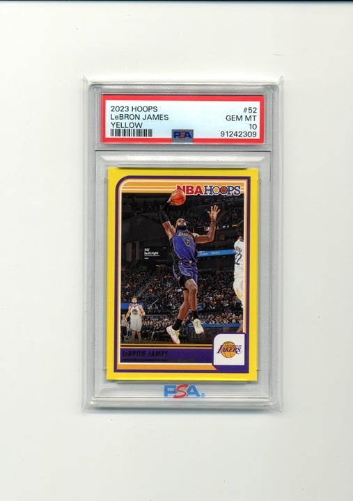 2023-24 Panini NBA Hoops #52 Lebron James Yellow PSA 10 Gem Mint Lakers Pop 2
