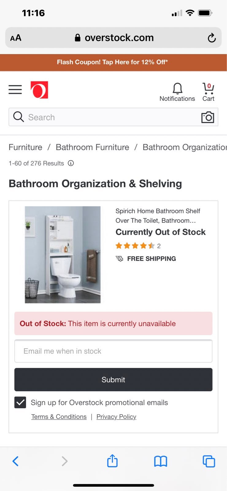 Spirch over the toilet storage