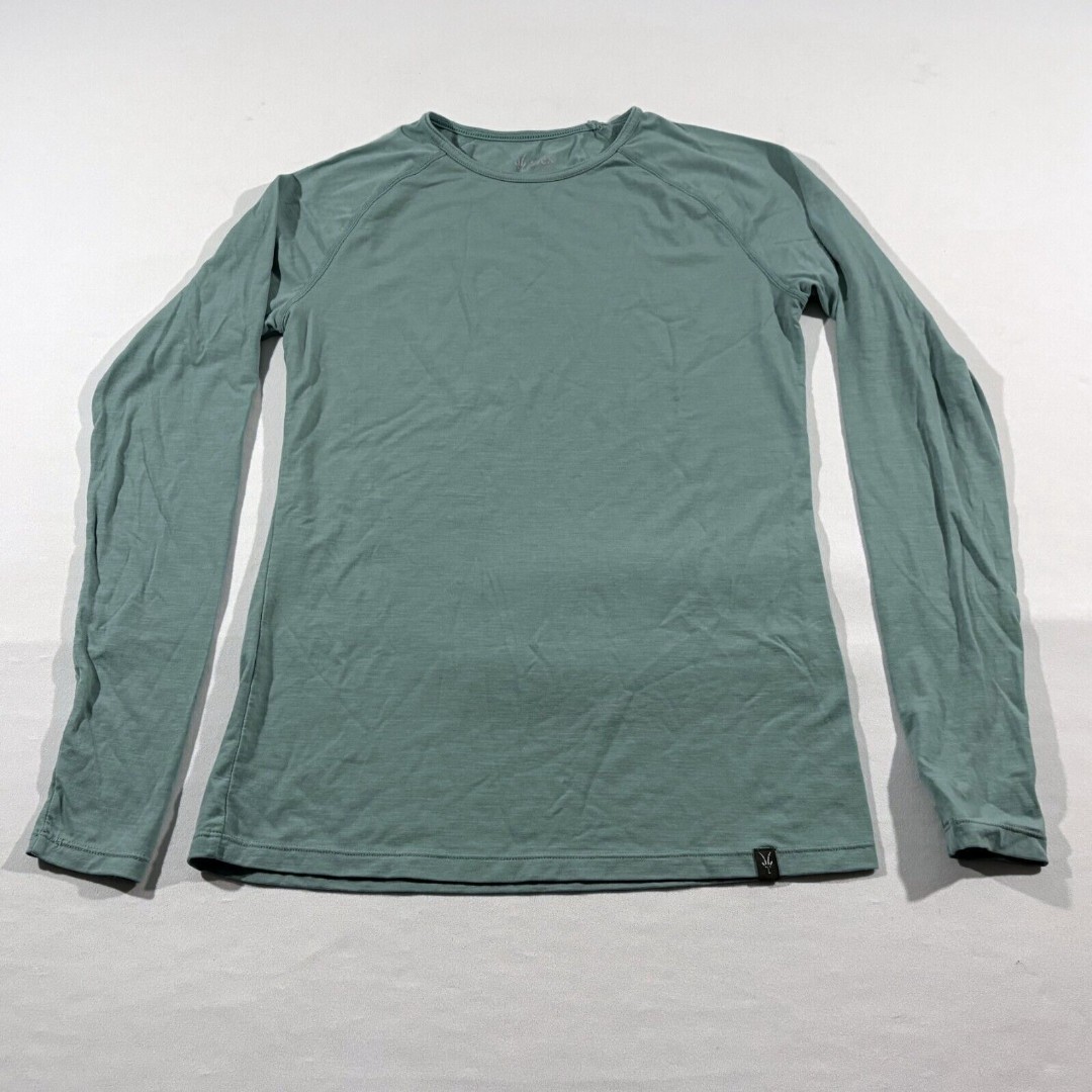 Ibex Womens Blue Merino Wool Long Sleeve Top Next-to-Skin Natural Base Layer M