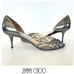 JIMMY CHOO Pewter Metallic Leather Open Toe Strap D'orsay Heel Sandals Sz 40