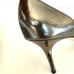 JIMMY CHOO Pewter Metallic Leather Open Toe Strap D'orsay Heel Sandals Sz 40