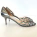 JIMMY CHOO Pewter Metallic Leather Open Toe Strap D'orsay Heel Sandals Sz 40