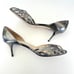 JIMMY CHOO Pewter Metallic Leather Open Toe Strap D'orsay Heel Sandals Sz 40