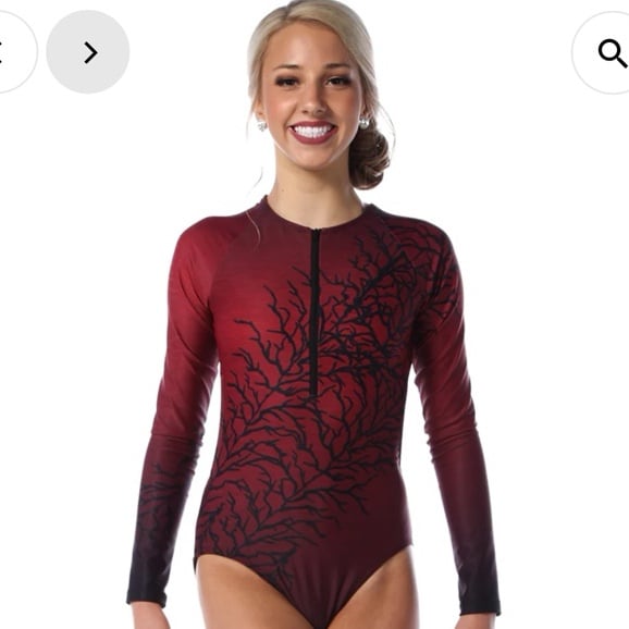 ALEXANDRA Sequoia Red Black Ombré Rhinestone Embellished Solo Dance Costume LA
