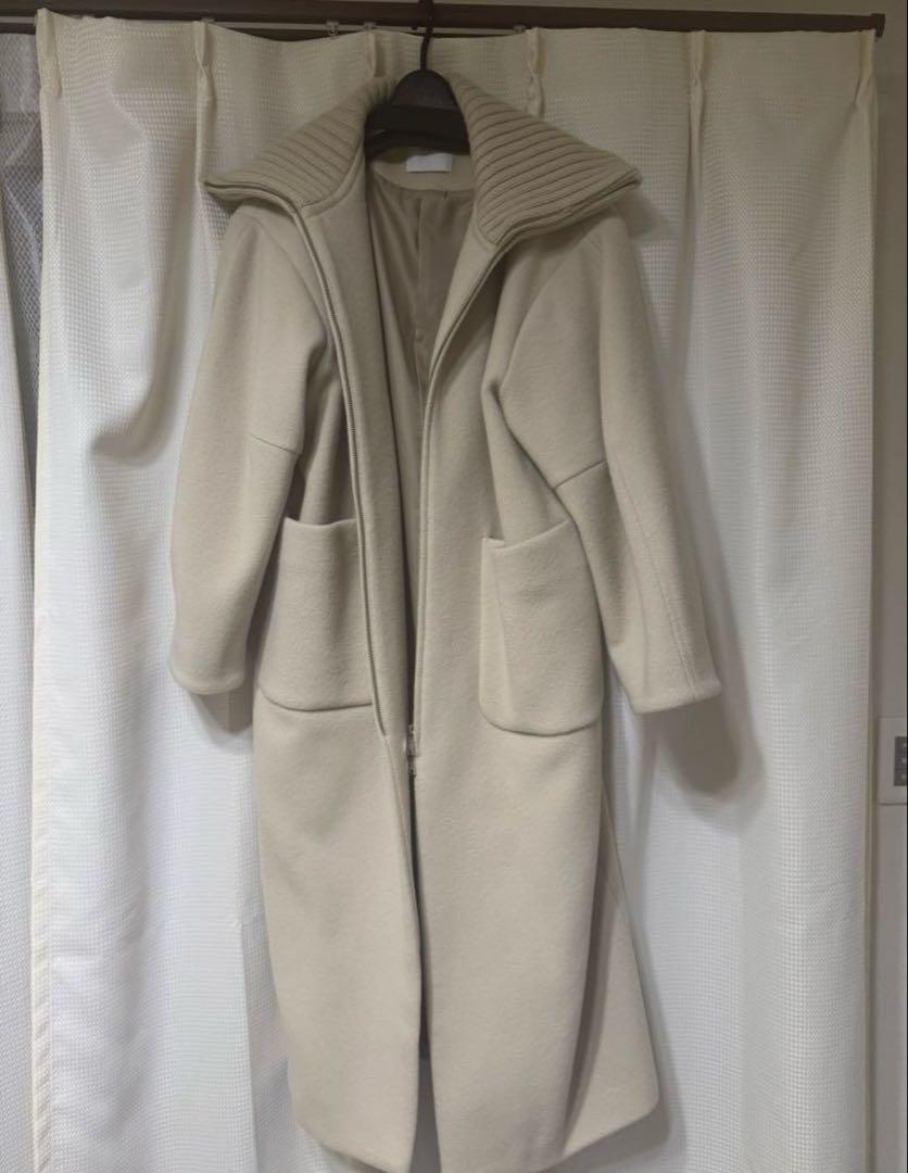 CLANE Ribbed Collar Long Coat