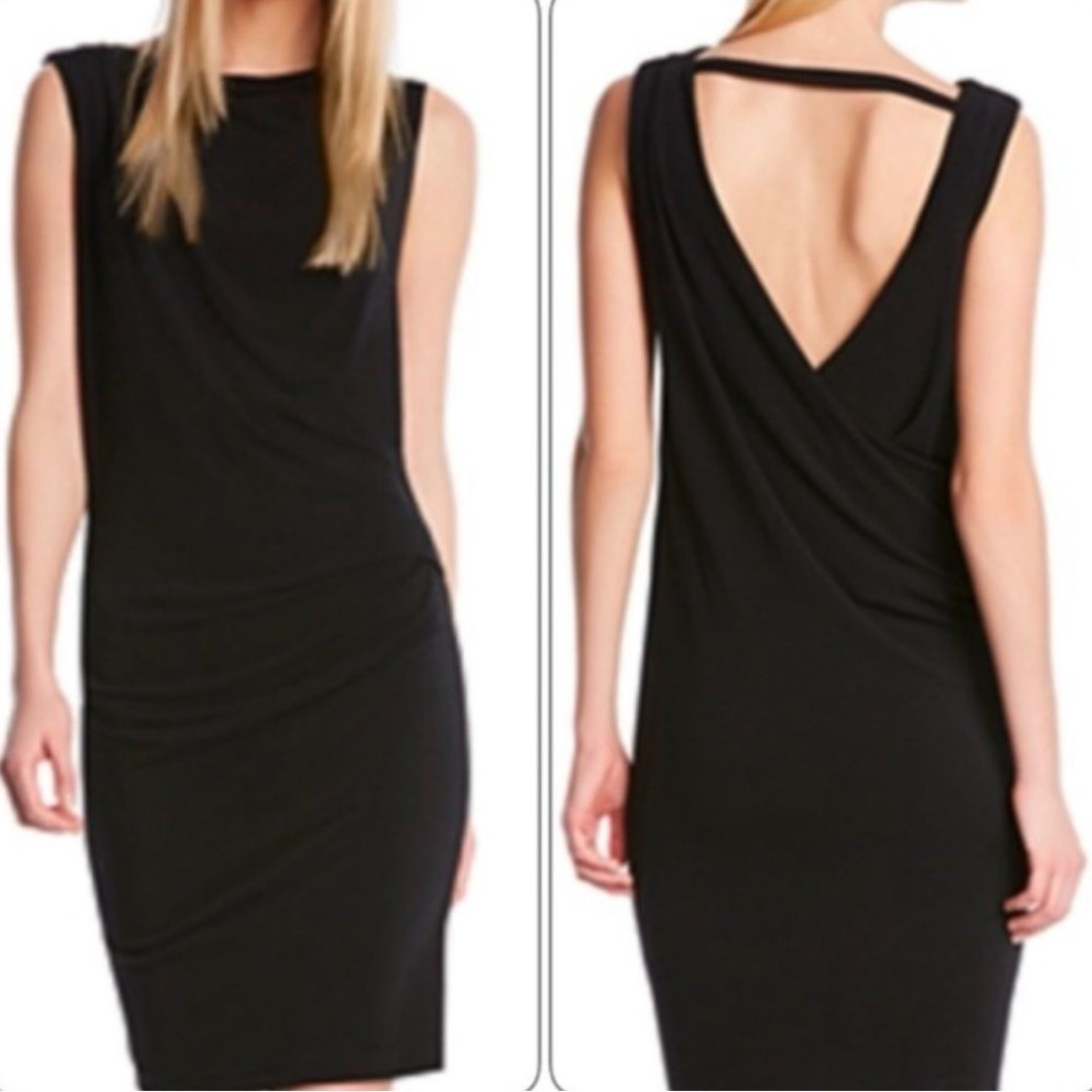 Robert Rodriquez Lydia Open Back Ruched Little Black Dress Women’s Medium