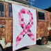 NEW! HANDMADE PATCHWORK PINK RIBBON CANCER, LAP, QUILT, PINKS, 40IN X 59.5 IN
