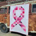 NEW! HANDMADE PATCHWORK PINK RIBBON CANCER, LAP, QUILT, PINKS, 40IN X 59.5 IN