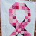 NEW! HANDMADE PATCHWORK PINK RIBBON CANCER, LAP, QUILT, PINKS, 40IN X 59.5 IN