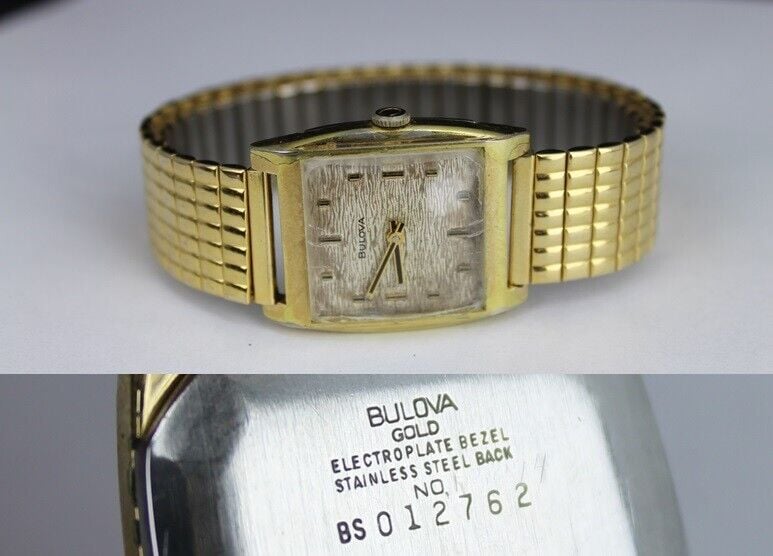 SUPER RARE! Men's vintage BULOVA watch 1970 GOLD ep bezel 17J WORKS