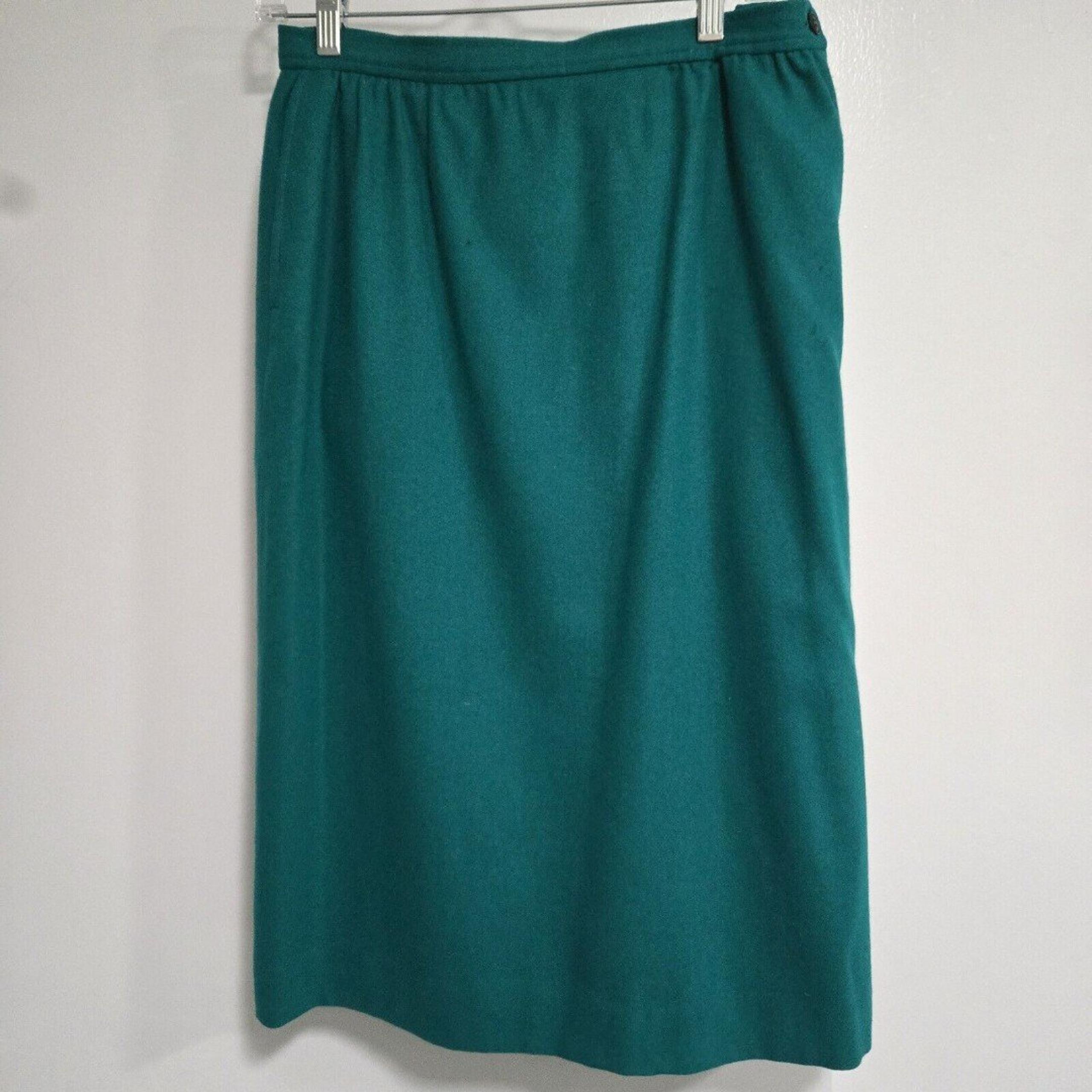 Pendleton Size 12 Jade Green 100% Wool Straight Pencil Skirt With Flaws