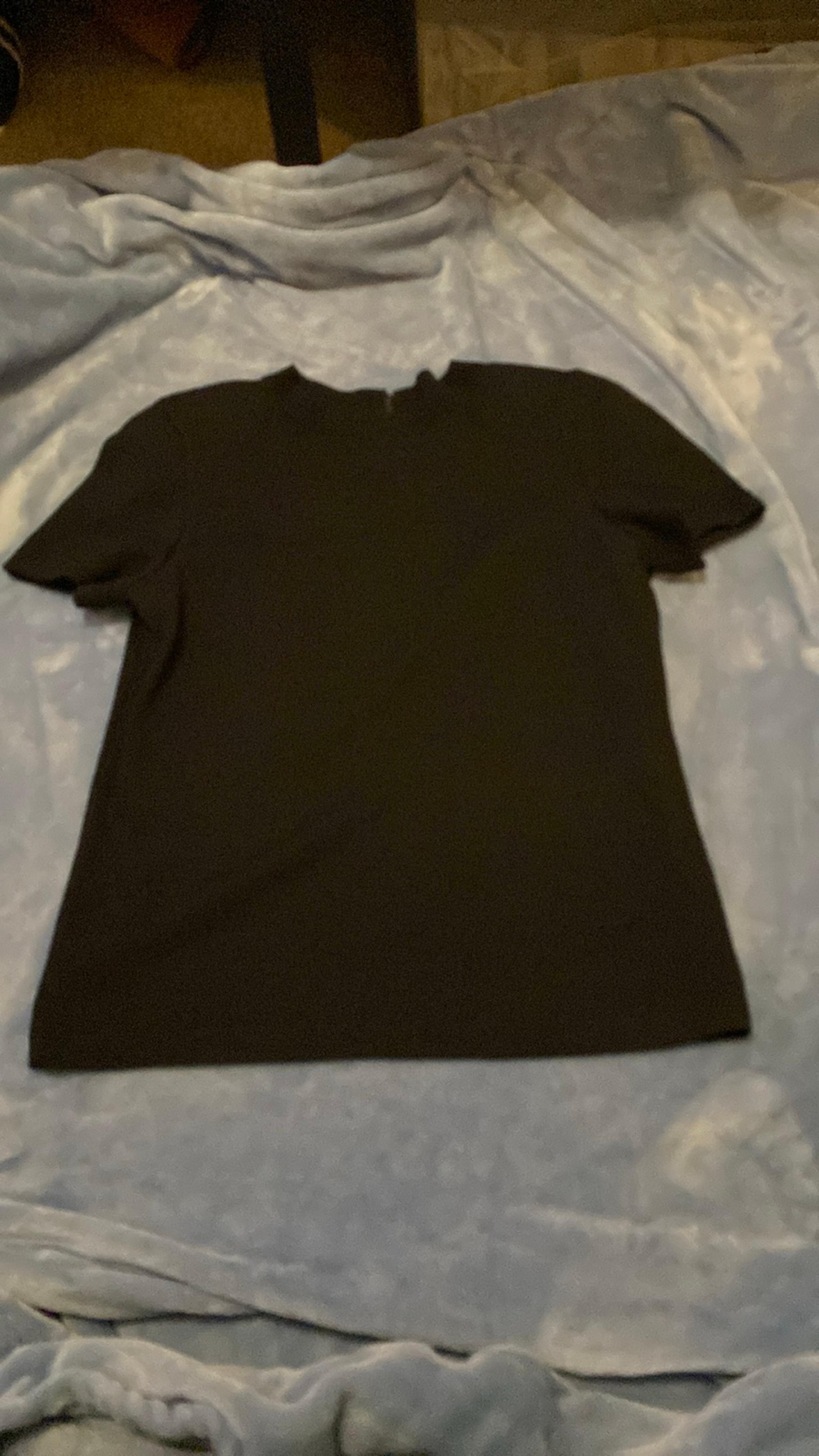 St. John’s Santana knit top medium black detachable shoulder pads back zipper. G