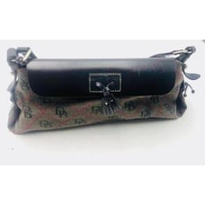 VTG Dooney and Bourke Signature Canvas Leather Purse w/Tassel Black & Brown, Red