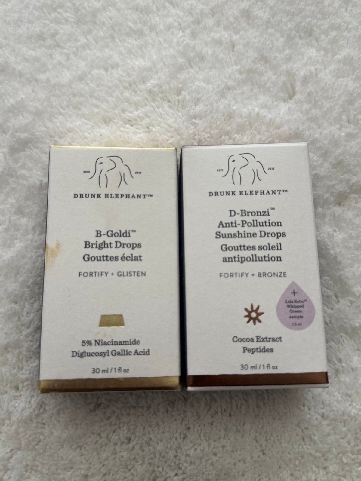 Drunk Elephant D-Bronzi Anti-Pollution Sunshine Drops & B-goldi bright drops