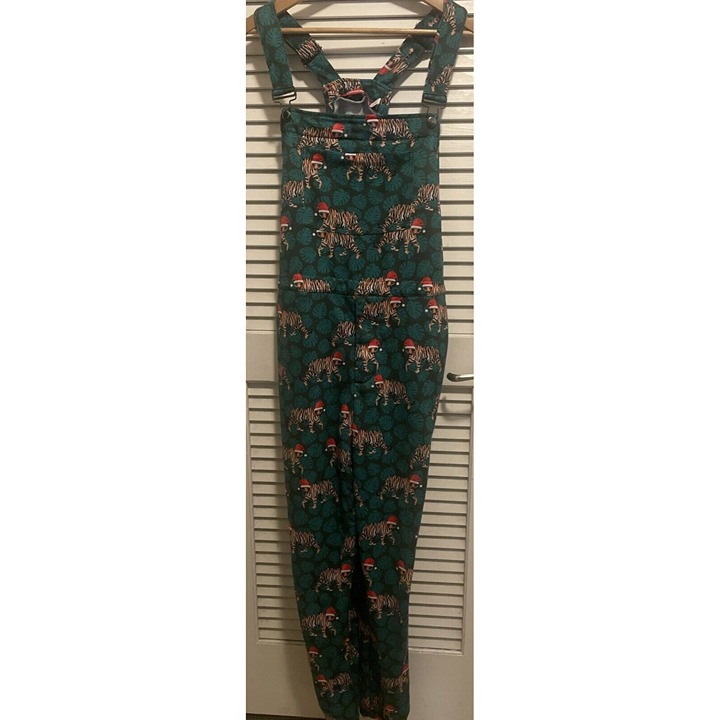 Shinesty Overalls All Over Tiger w/Santa Hat Print L