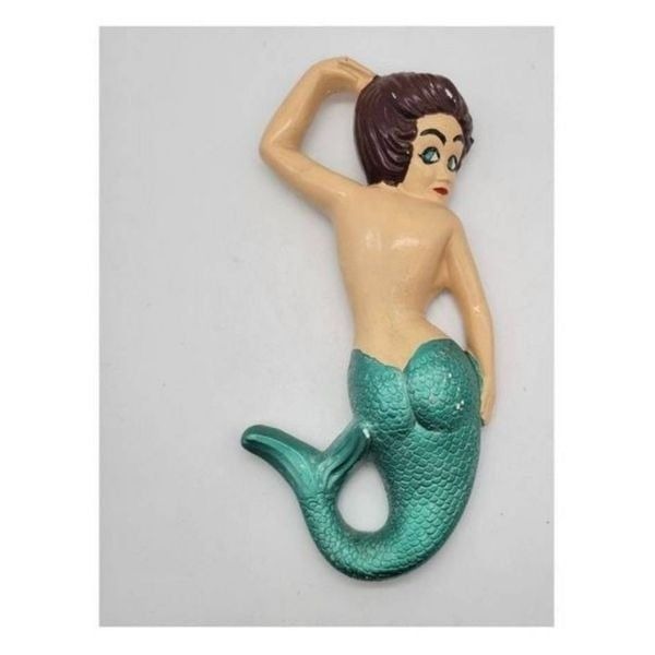 Vintage 1950's Chalkware PinUp Mermaid Wall Hanging