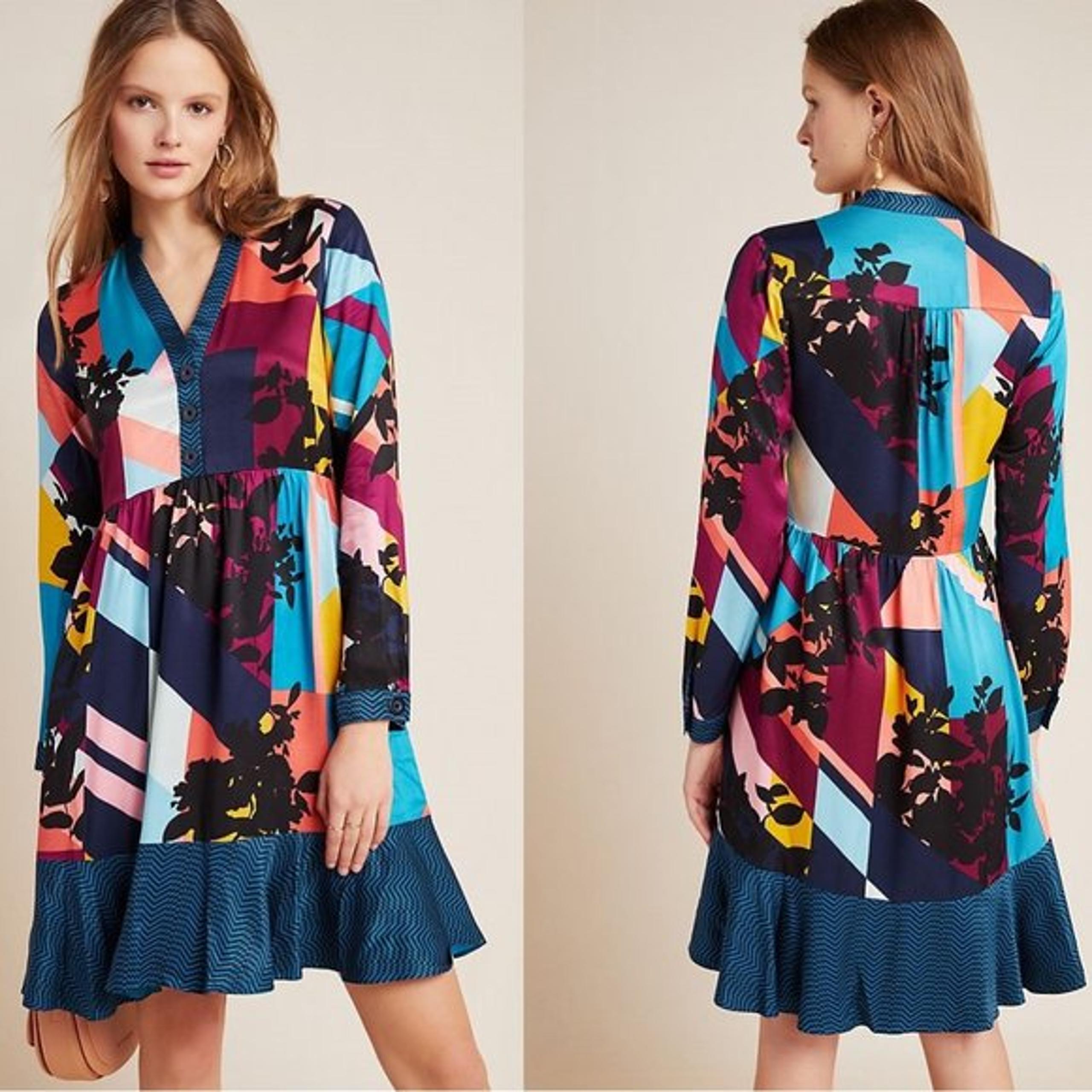 NEW Anthropologie Gillian Abstract Shirt dress XS new with tag nwt