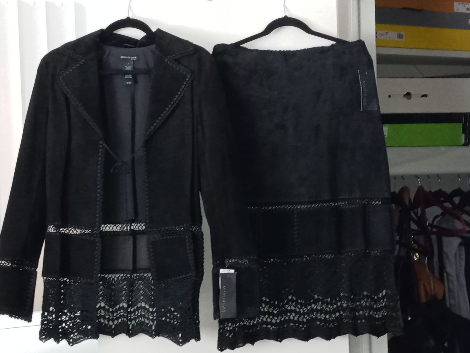 Kenneth Cole Black Suede Blazer/Skirt