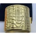 Vintage Bracelet heavy estate bangle signed gold tone alligator print hinged 6.5