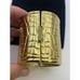 Vintage Bracelet heavy estate bangle signed gold tone alligator print hinged 6.5