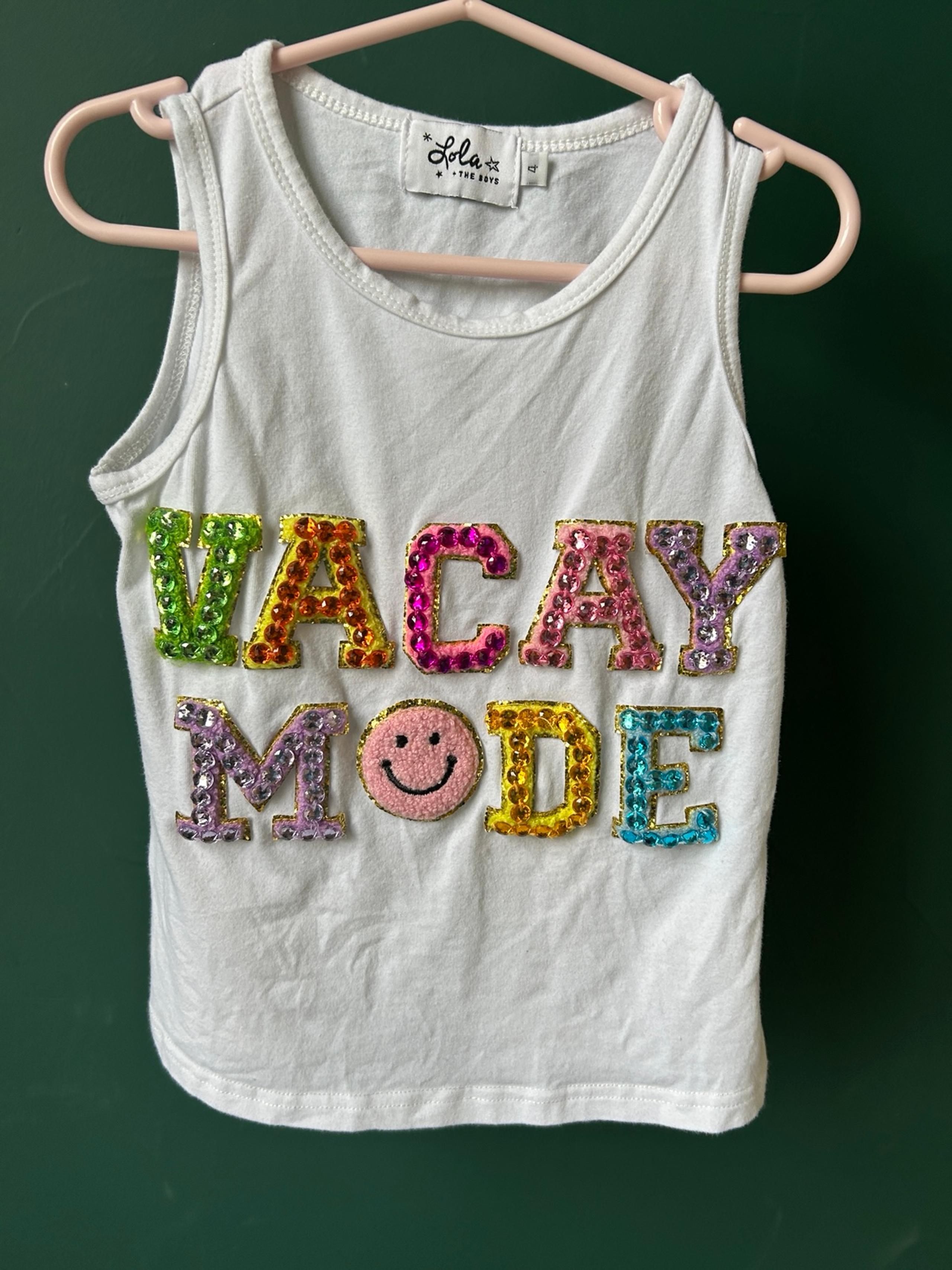 “Lola and the Boys” brand girls “Vacay Mode” jeweled tank top size 4
