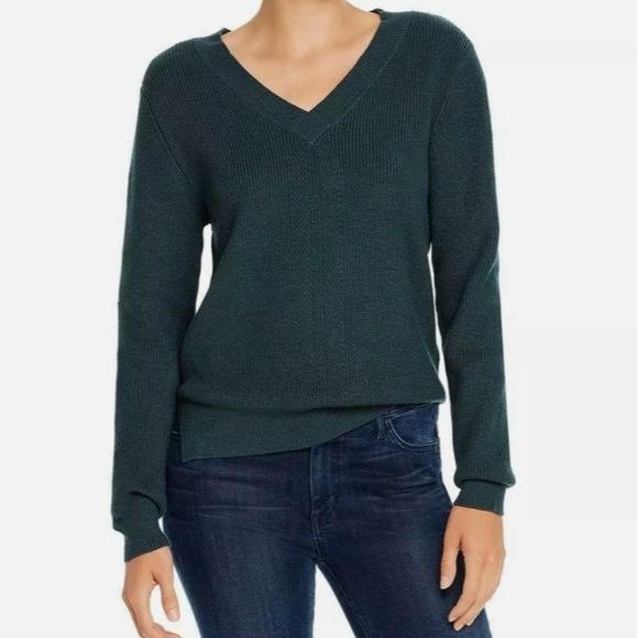 NWT Comune V-neck Ribbed Sweater in Green Size XS